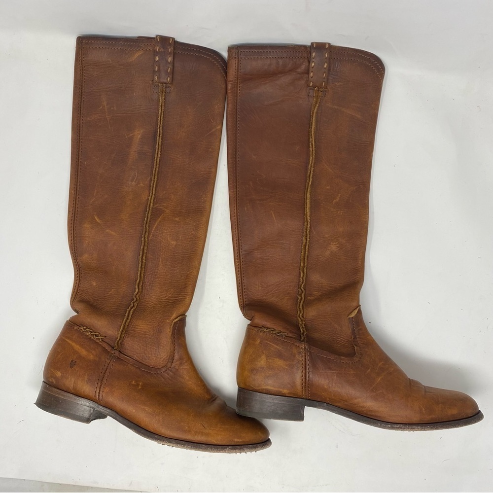 Frye Women’s 8.5 Brown Cognac Leather Cara Tall Pull On Boots
